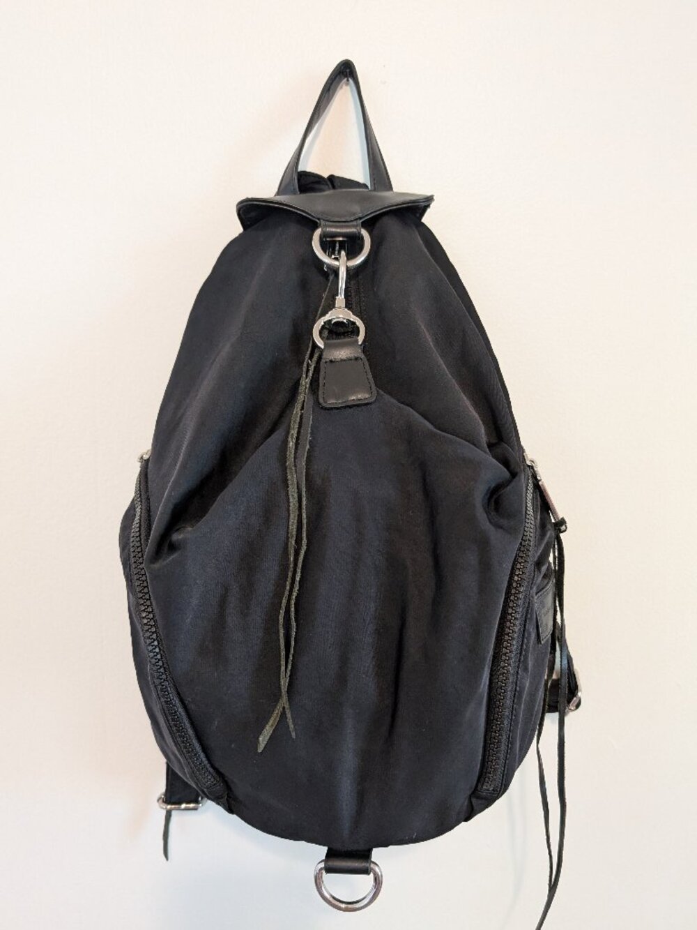 Rebecca Minkoff Julian Black Nylon Backpack Silver Hardware Full Size